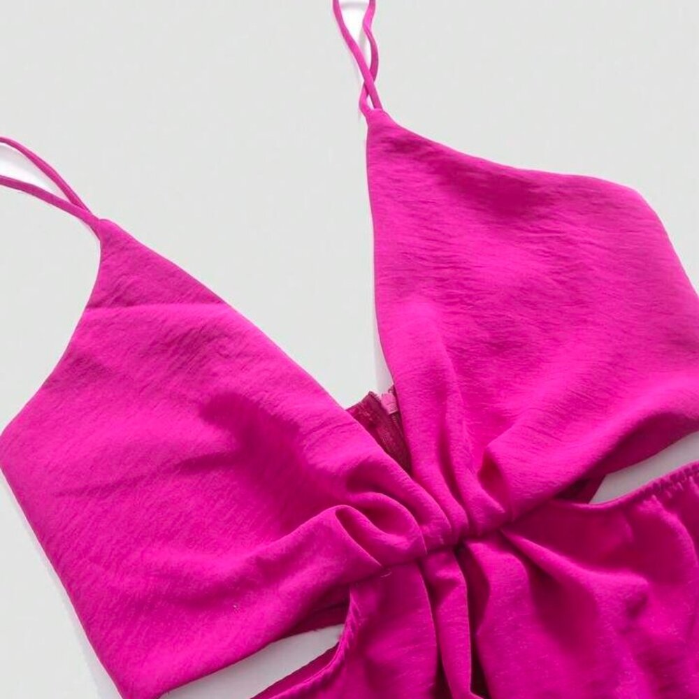 NWOT Hot Pink Cut out Cami Jumpsuit - Picture 3 of 5
